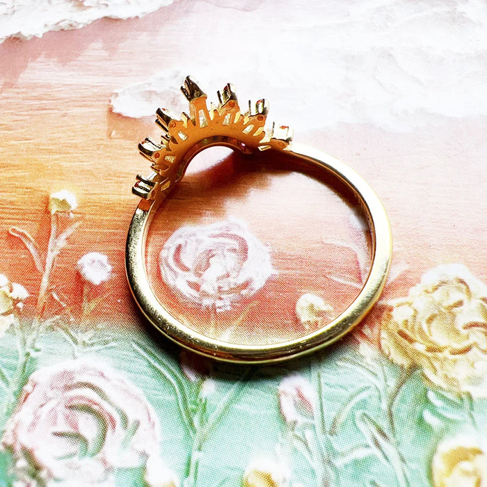 925 Sterling Silver Boho Sun Beams Ring Gold Plated Colourful European Fine Jewelry For Women