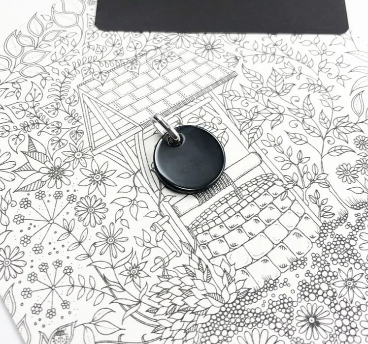 925 Sterling Silver Round Hematite Disc Pendant Fashion Jewelry Gift For Women