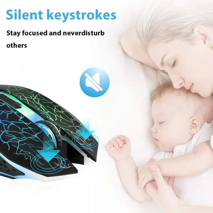 Wireless Gaming Mouse Rgb 2.4G 1600 Dpi Chargeable Pc / Laptop Accessory