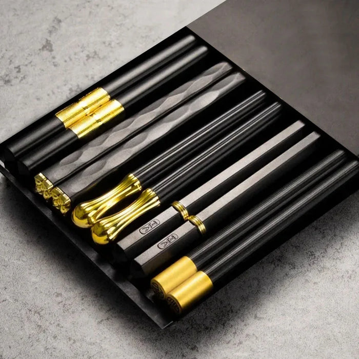 5 Pairs Korean & Japanese Alloy Chopsticks Reusable Sushi Sticks