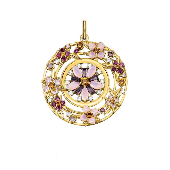 925 Sterling Silver Flower Amulet Pendant Gold Colour Joy & Happiness Gift For Women