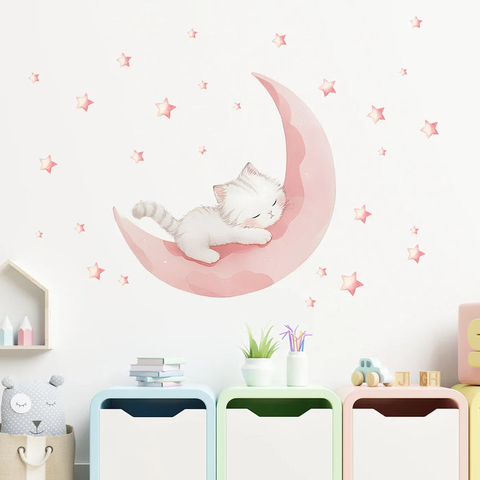 Adorable Cat Sleep Wall Stickers For Kids Room
