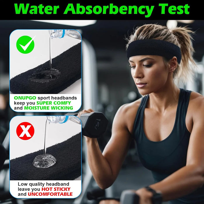 Moisture Wicking Sports Headband Terry Cloth Sweat Band For Tennis Basketball Football