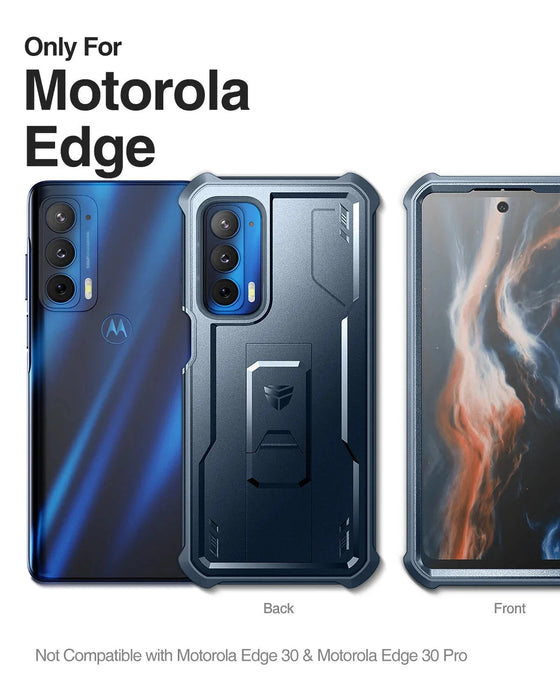 For Motorola Moto Edge 2021 Heavy Duty Military Grade Shockproof Protective Kickstand Case With Built In Screen Protector