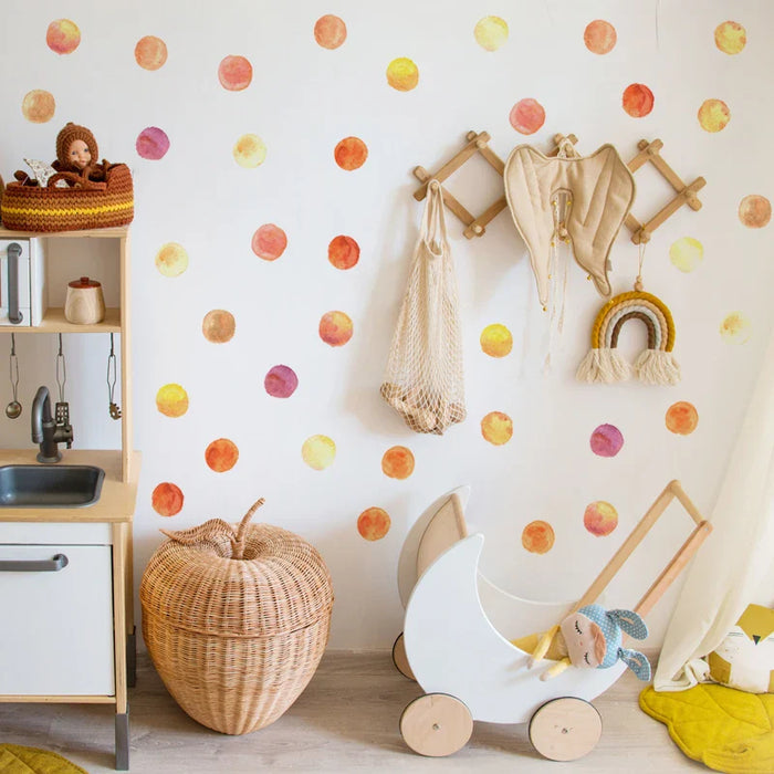 36Pcs Orange Watercolour Polka Dot Wall Stickers For Kids Room