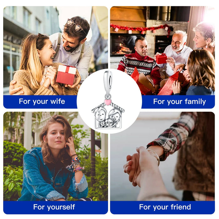 925 Sterling Silver Family Forever Pendant Fits Bracelets Diy
