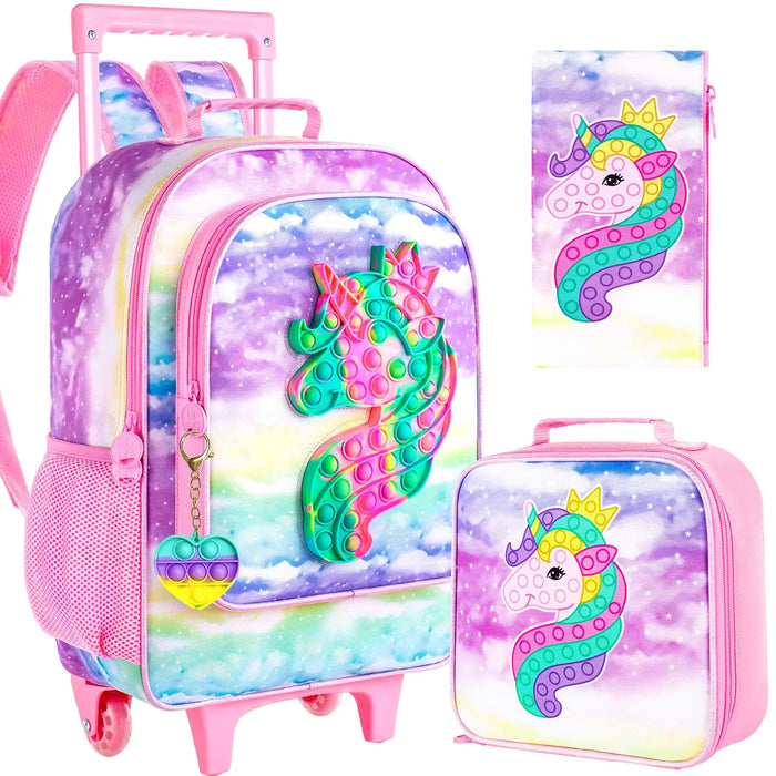 Girls Rolling School Backpack With Wheels