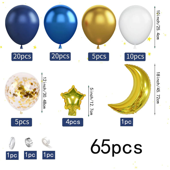 65Pcs Blue Balloon Garland Arch Set Suitable For Birthday Parties Anniversary Celebrations Ramadan And Other Festive Decorations