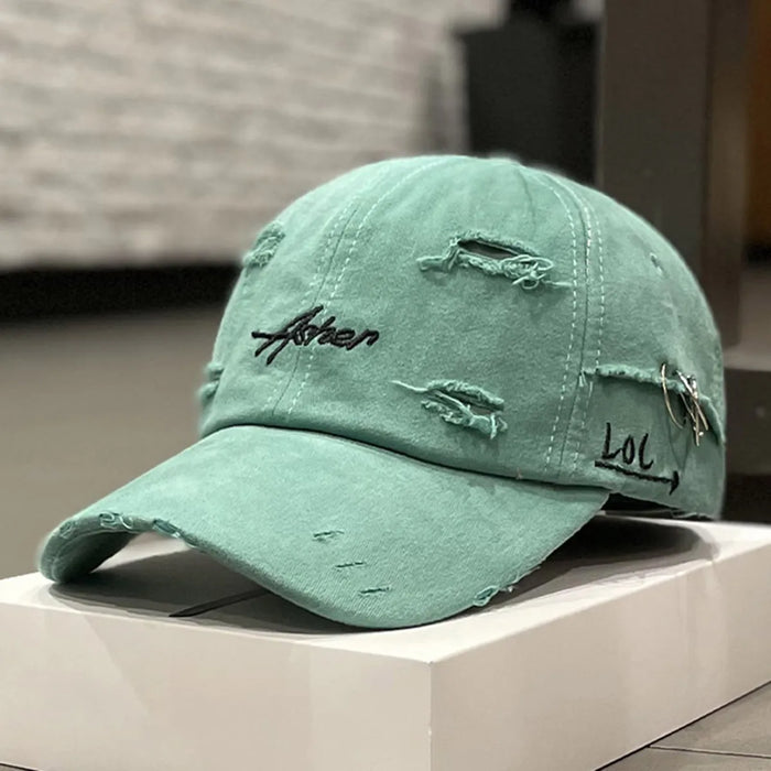 Embroidered Perforated Iron Ring Baseball Cap Unisex Outdoor Sun Hat