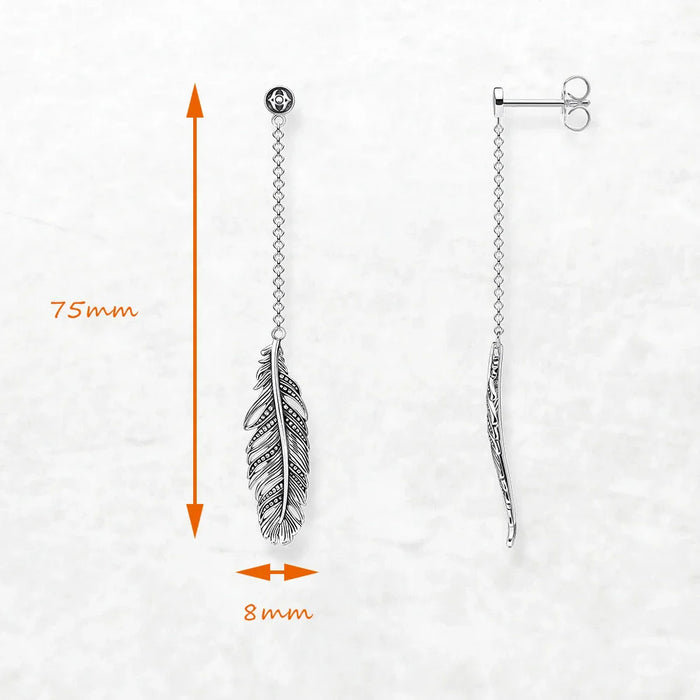 925 Sterling Silver Boho Feather Earrings Jewelry