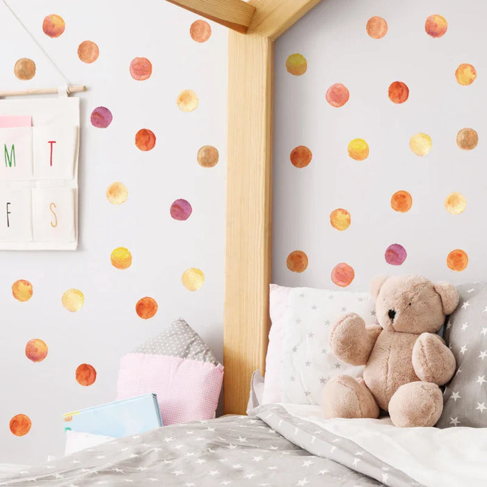 36Pcs Orange Watercolour Polka Dot Wall Stickers For Kids Room