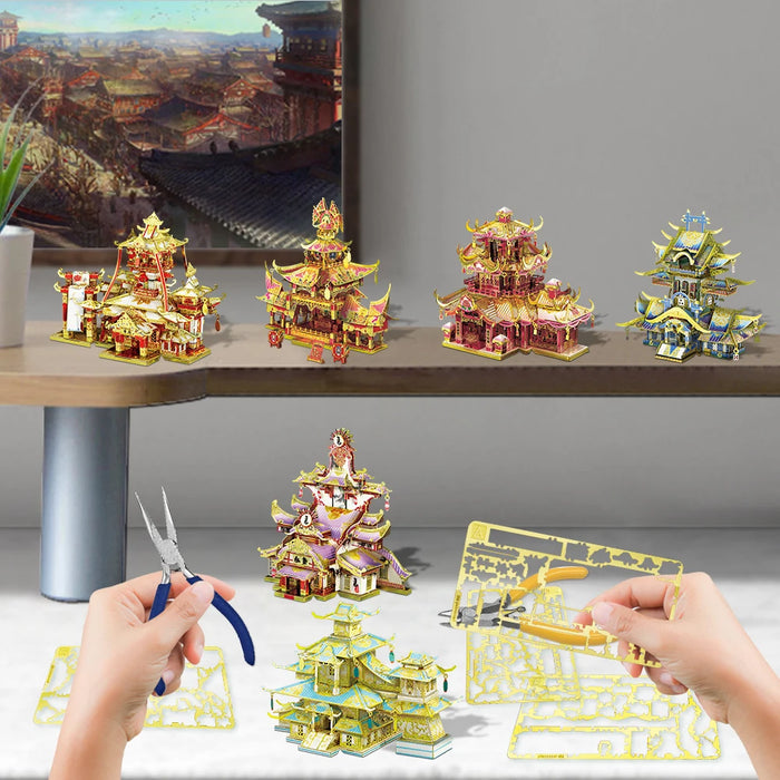 Chinese Ancient Buildings 3D Metal Puzzle Kit For Home Decor