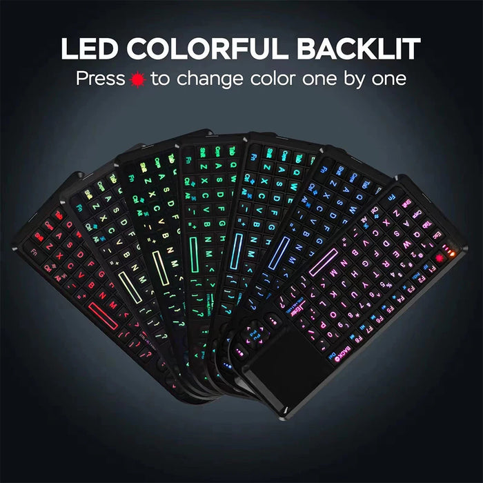 2.4G Mini Wireless Keyboard A8 - 7 Colour Backlit Touchpad Air Mouse For Android Tv Box