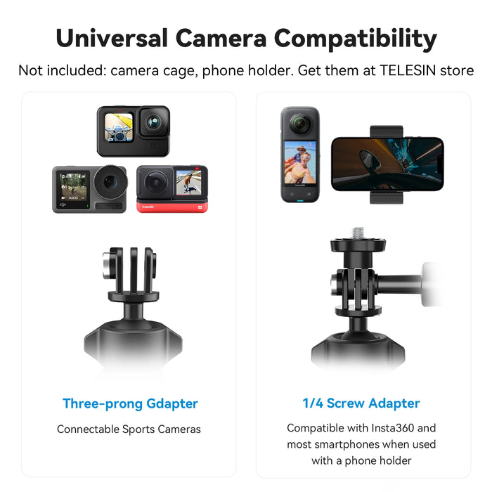 360 Degree Super Clamp For Action Cameras Cycling & Motorcycle Mount