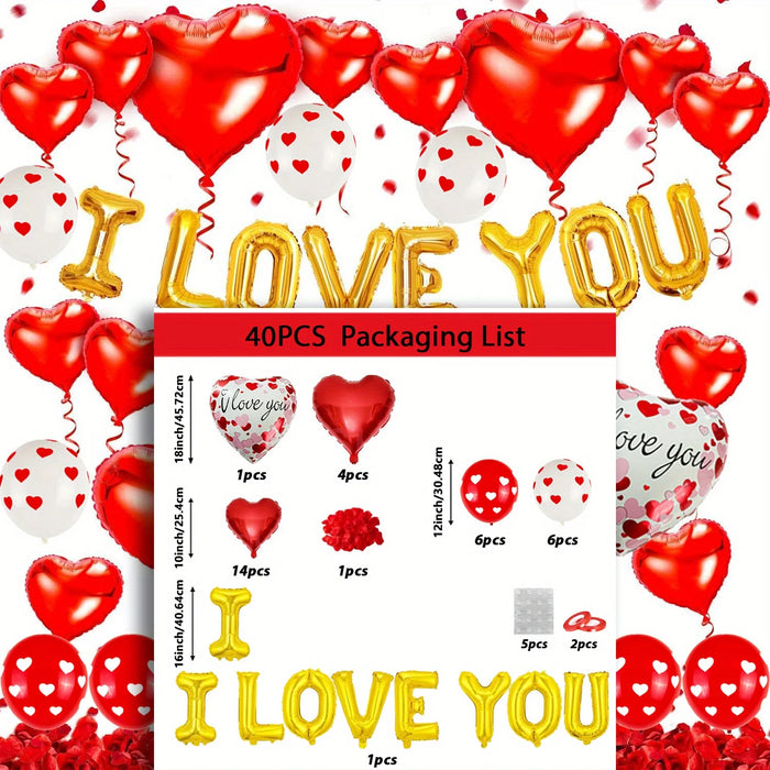 40 / 59 / 60 / 121 / 126Pcs Teddy Bear Red Heart Party Balloon Set Suitable For Valentine'S Day Mother'S Day Wedding Party Decoration