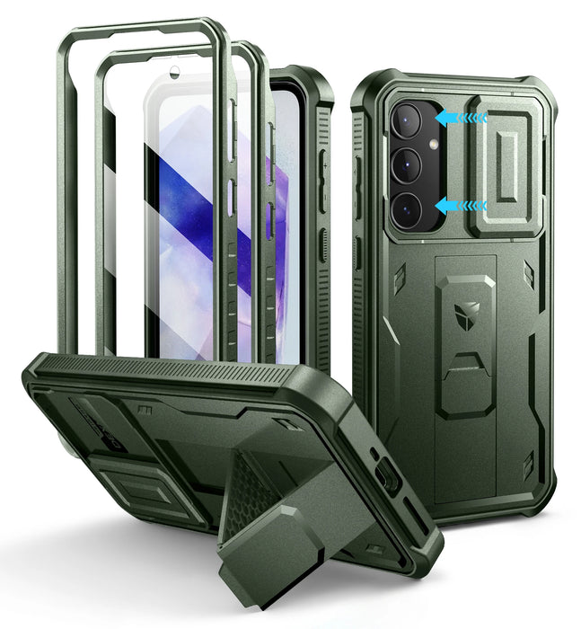 For Samsung Galaxy A55 6.6 Inch Full Body Rugged Case With Camera Case & Built-In Screen Protector Kickstand