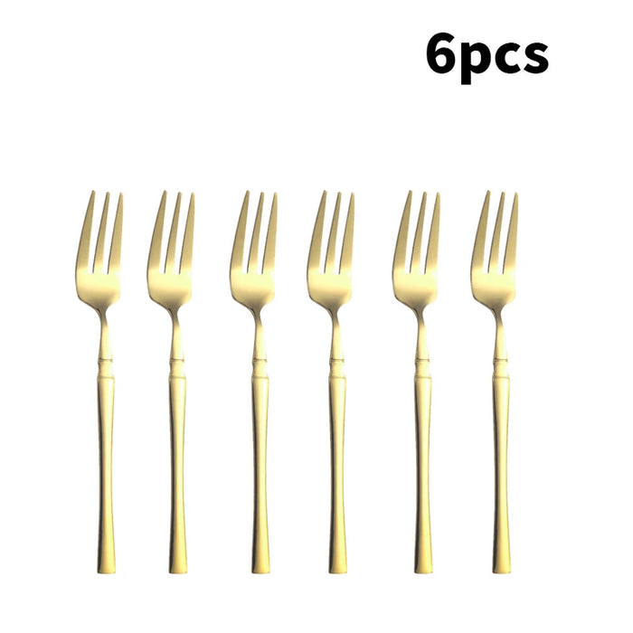 4 / 8 / 12 Piece Stainless Steel Gold Dessert Fork Set