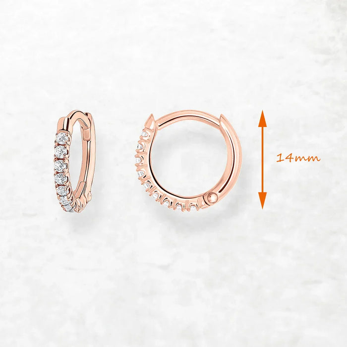 925 Sterling Silver Romantic Gift Rose Gold Hinged Hoop Earrings Fine Jewelry For Women French Setting Stones Europe