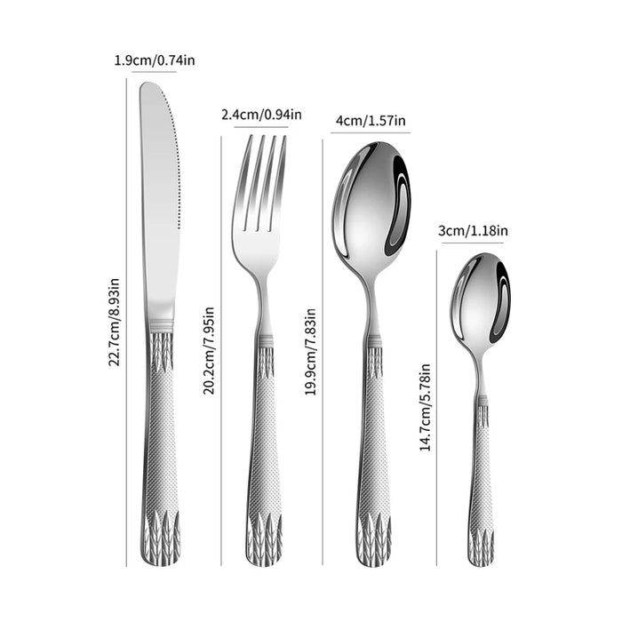 4 / 16 / 24 Piece Stainless Steel Cutlery Set With Wheat Ear Handle