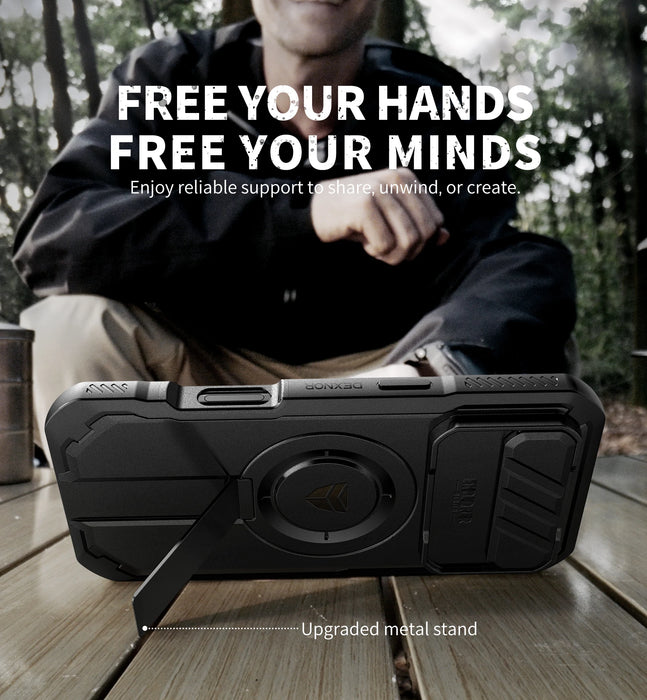 For Iphone 17 Air Rugged Armor Shockproof Case With Built-In Sliding Camera Case And Built-In Screen Protector Kickstand