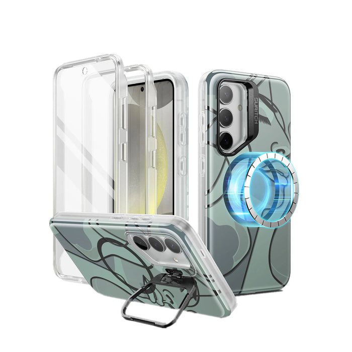 For Samsung Galaxy S24 360 Full-Body Dual Layer Rugged Shockproof Magnetic Magsafe Compatible Case With Camera Stand