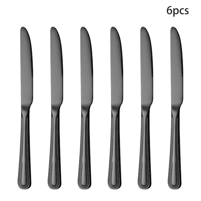 4 / 6 / 16 / 24 Piece Stainless Steel Black Tableware Set