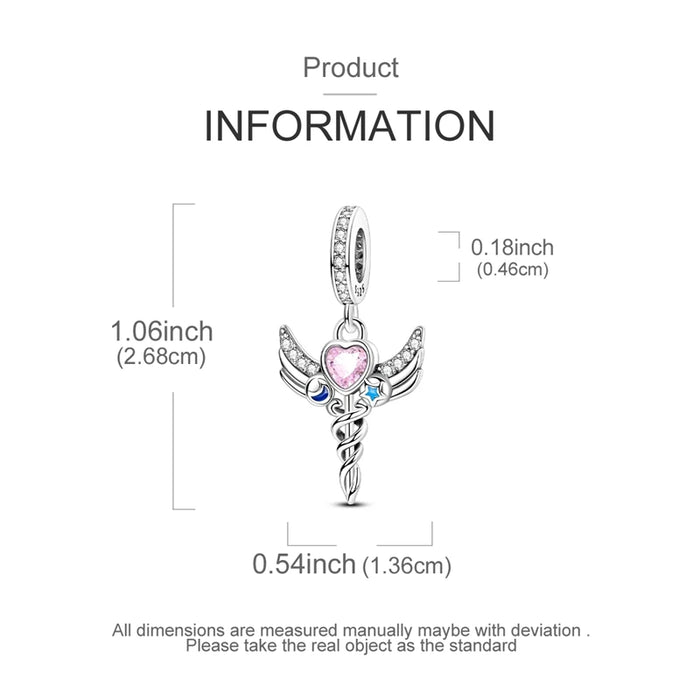 925 Sterling Silver Angel Sword Pendant Fits Bracelets & Necklaces Diy Gift