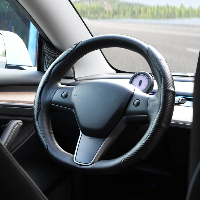 Non-Slip Carbon Fiber Steering Wheel Cover Universal Fit