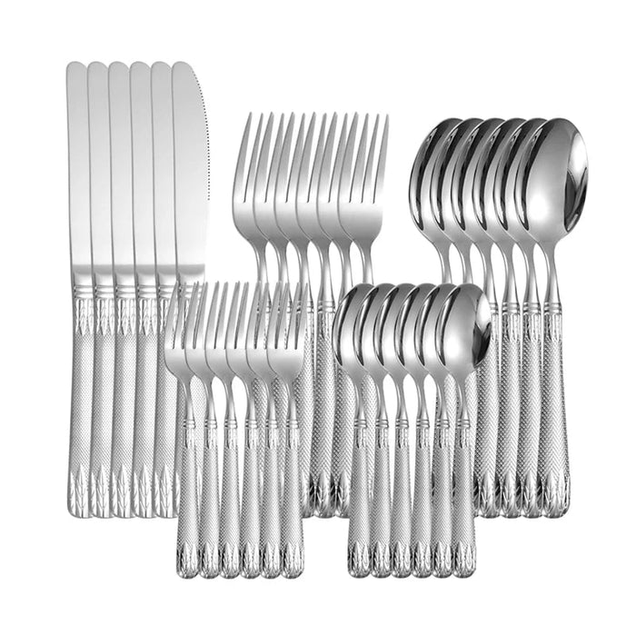 6 / 30 Piece Stainless Steel Wheat Tableware Set