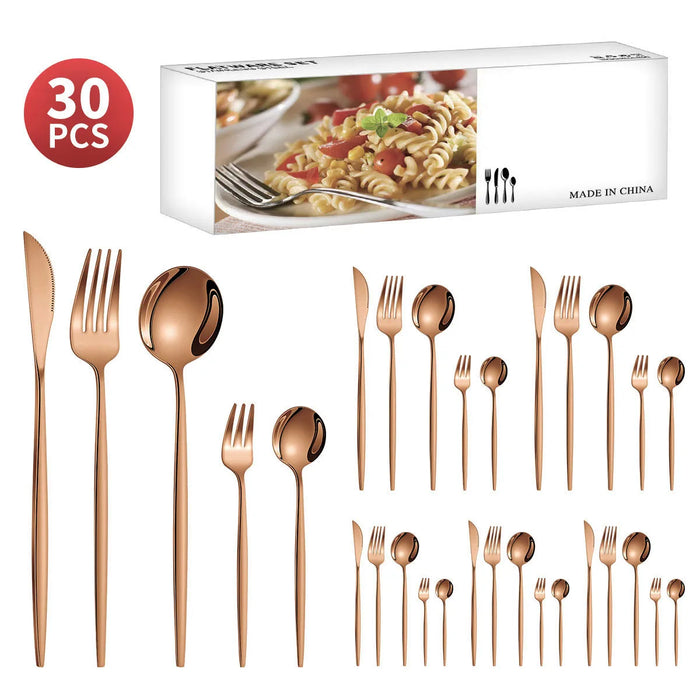 30 Piece Stainless Steel Cutlery Set For Dining Banquets