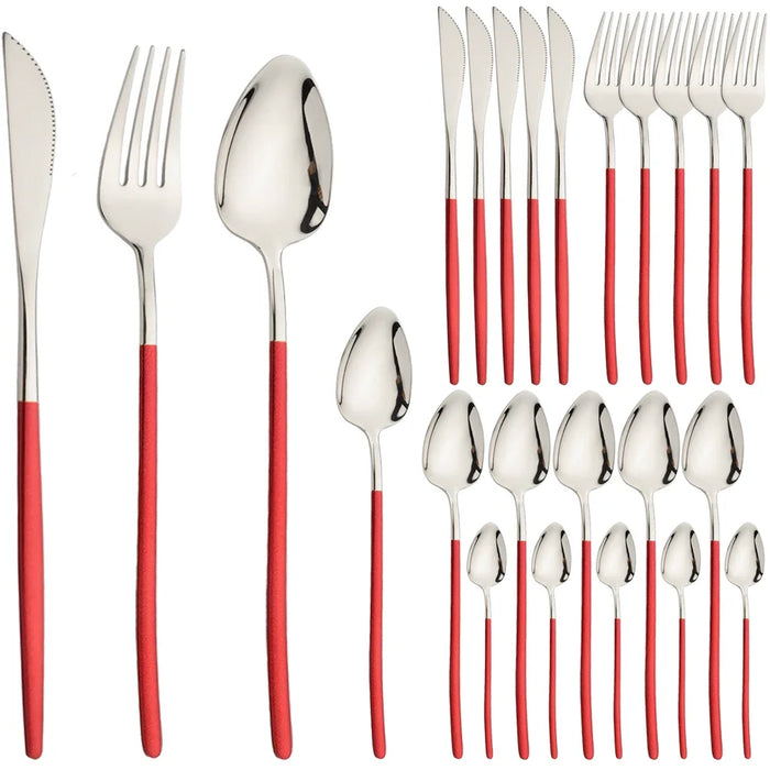 24 Piece Stainless Steel Cutlery Set For Kitchen Dining