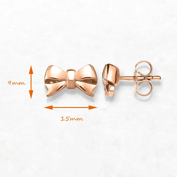 925 Sterling Silver European Style Bow Stud Earrings