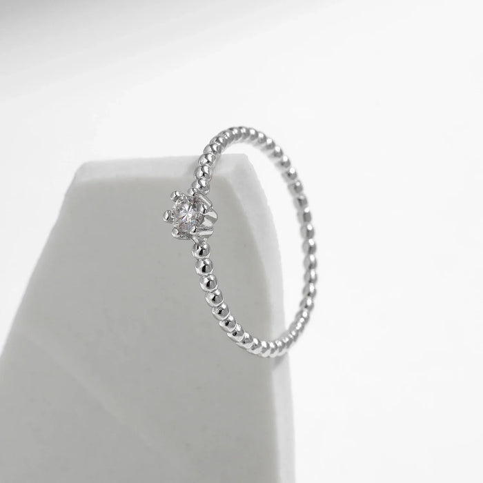 925 Sterling Silver Round Moissanite Stackable Ring For Women