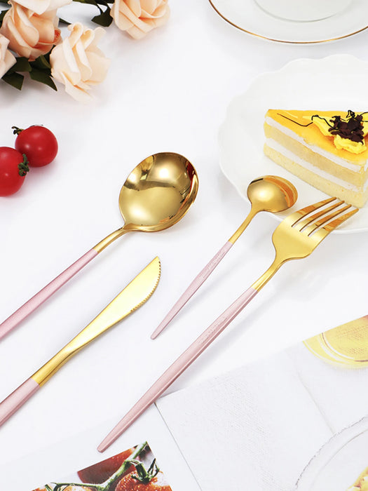 4 Piece Black Gold Stainless Steel Cutlery Set