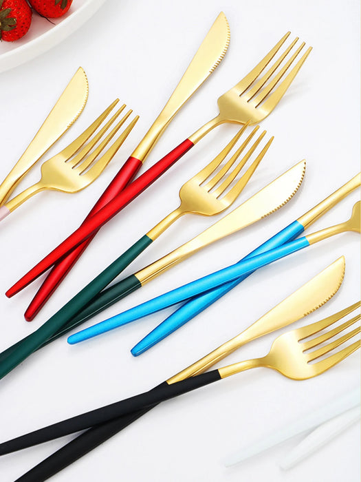 4 Piece Black Gold Stainless Steel Cutlery Set