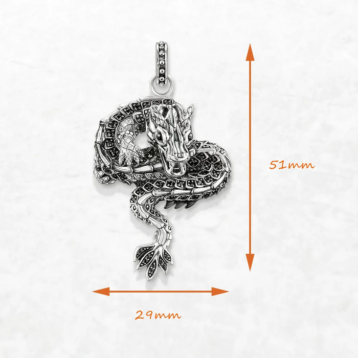 925 Sterling Silver Dragon Black Pendant Fashion Jewelry For Men & Women