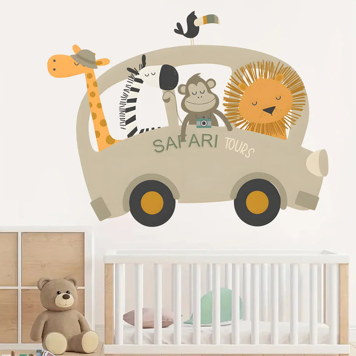 Adorable Giraffe & Lion Cartoon Wall Sticker Kids Room Decor