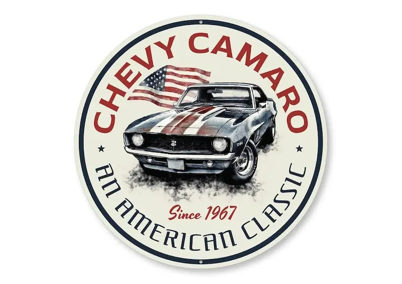 American Classic Camaro Metal Sign Vintage Garage
