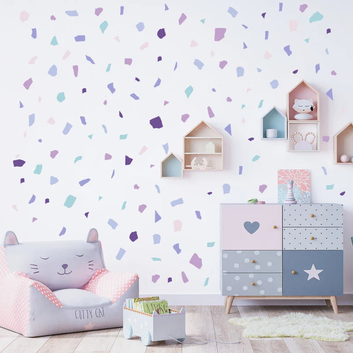 Terrazzo Pattern Wall Stickers Purple & White