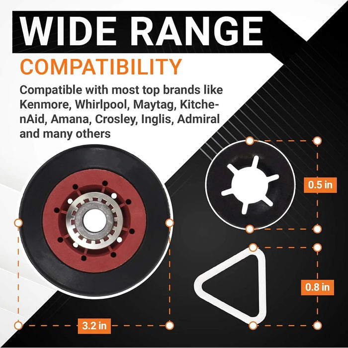 4392067 27-Inch Dryer Repair Kit For Whirlpool Kitchenaid Dryers Wpw10314173 Drum Roller 661570V Belt 279640 Idler Pulley