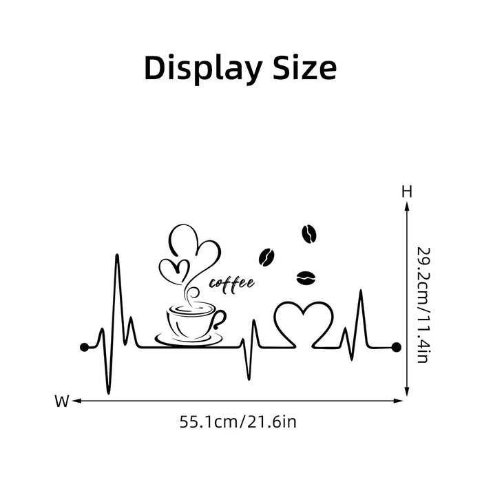 Kitchen Coffee Wall Stickers Heartbeat Design