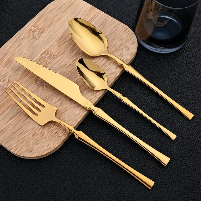 16 Piece Gold Stainless Steel Cutlery Set For Western Dining
