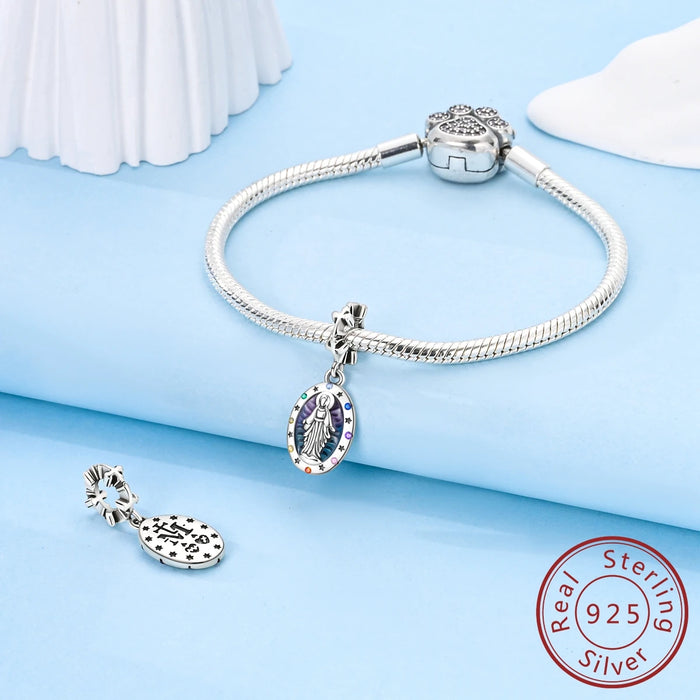 925 Sterling Silver Our Lady Of Mercy Pendant Fits Bracelet Diy Gift For Women