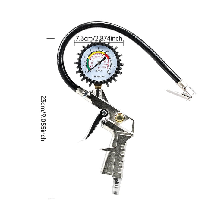 Analog Tire Inflator Gauge 0-16Bar / 0-220Psi Motorcycle & Car Repair Tool