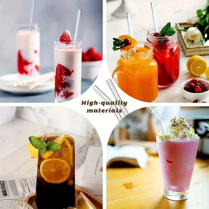 4 / 6 / 8 / 10 Piece Glass Straws Heat Resistant For Drinks