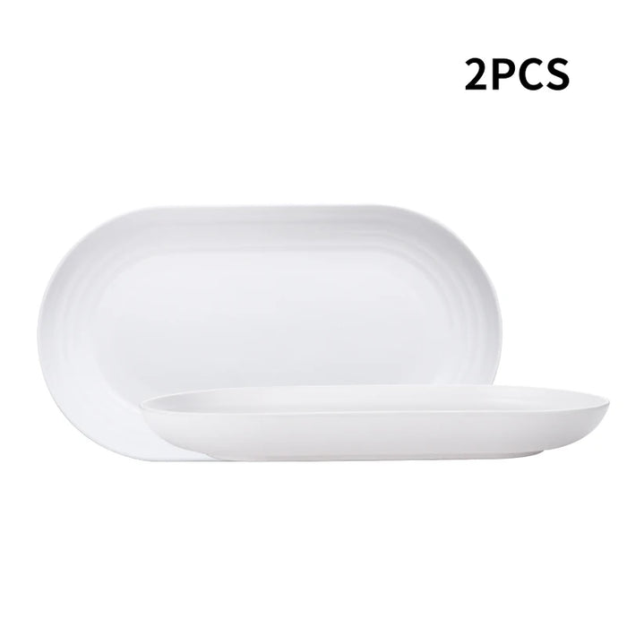 2 / 4 / 6 Piece Reusable Pp Oval Plates For Family Kitchen Picnics