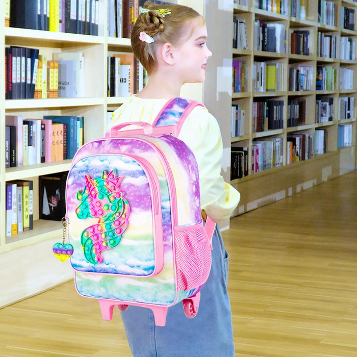 Girls Rolling School Backpack With Wheels