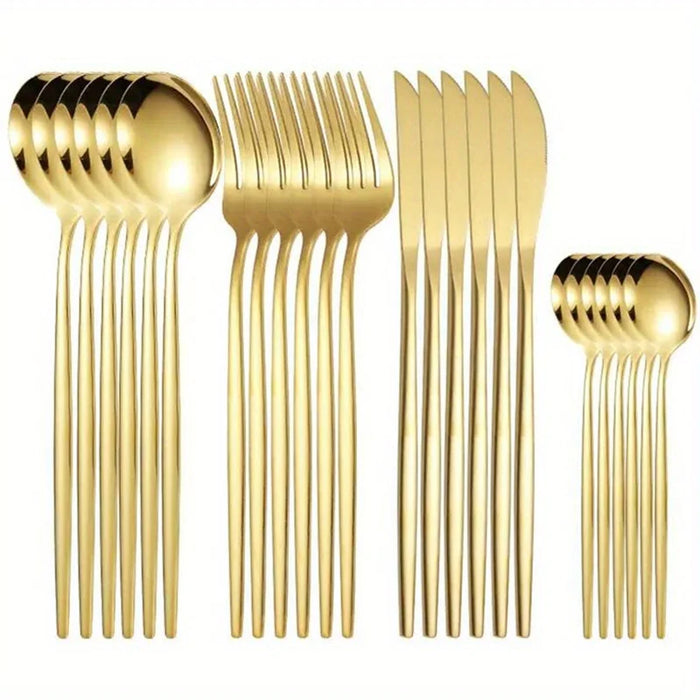 24 Piece Golden Stainless Steel Flatware Set