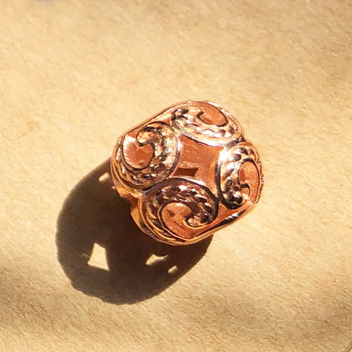 925 Sterling Silver Romantic Rose Gold Bead Wave Charm Jewelry For Women