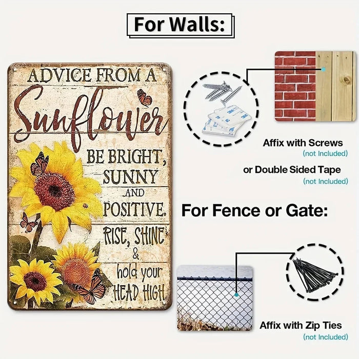 4Pcs Sunflower Wall Decor Set Retro Tin Signs Kitchen Accessories Inspirational